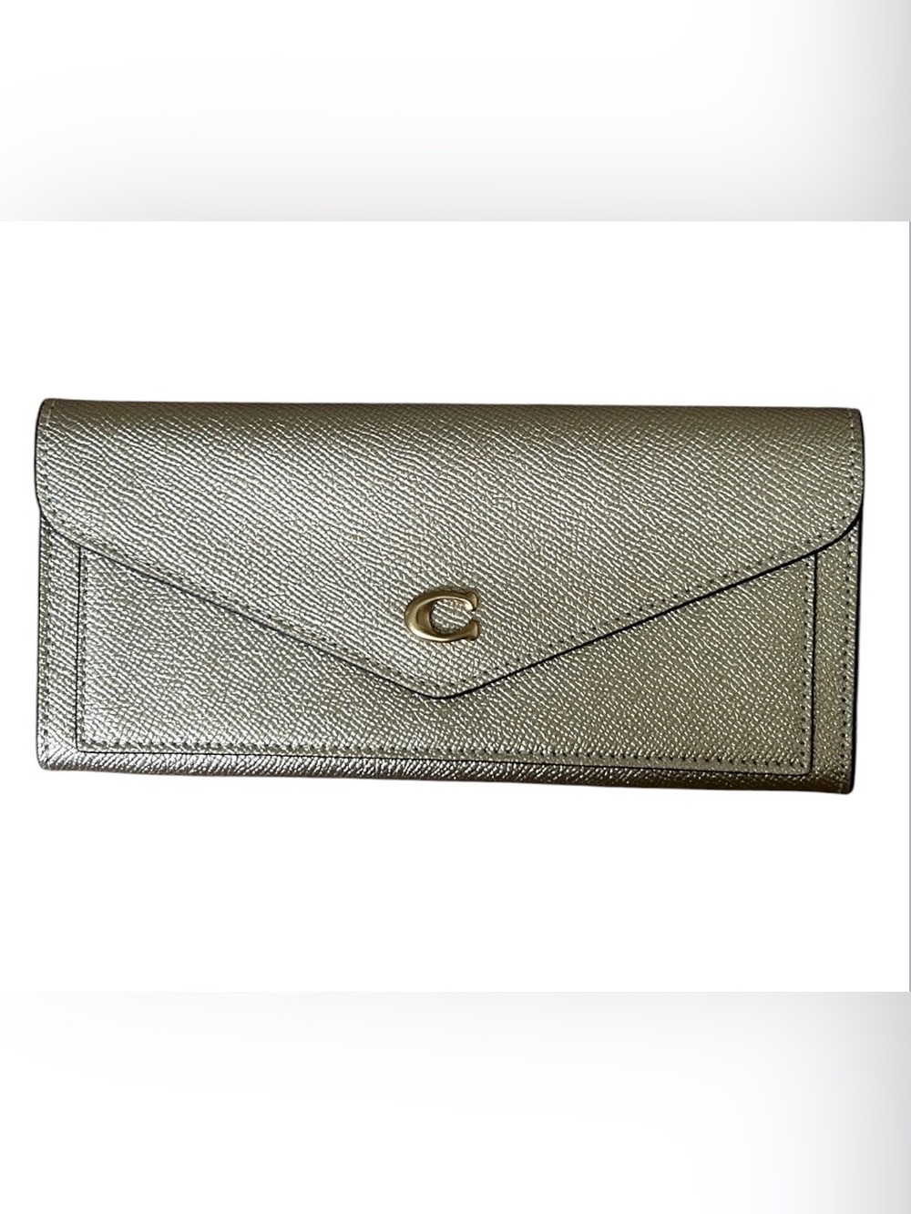 Coach Wyn Soft Wallet in Metallic Gold Crossgrain Leather